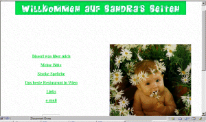 Screenshot von Sandras Seite am 30.11.98