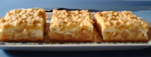 Apfel Pudding Streusel Blechkuchen