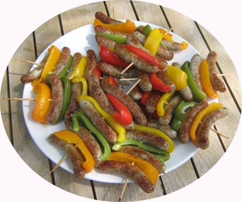 Bratwurst-Paprika-Spieße - Rezept mit Bild