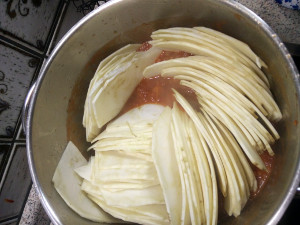 Knollensellerie-Lasagne zubereiten