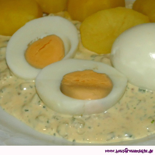 gekochte Eier mit Remoulade