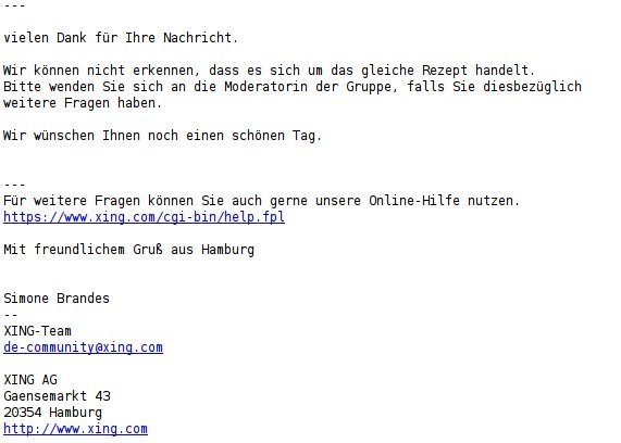 die L�schungs-Ablehnung von XING