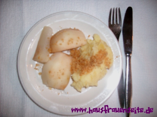Kartoffelbrei mit Birnenschnitz