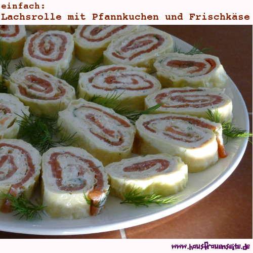 einfach: Lachsrolle mit Pfannkuchen und Frischkse