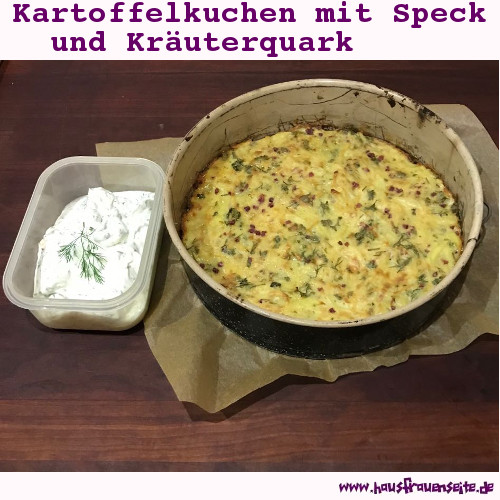 Kartoffelkuchen mit Speck und Kruterquark