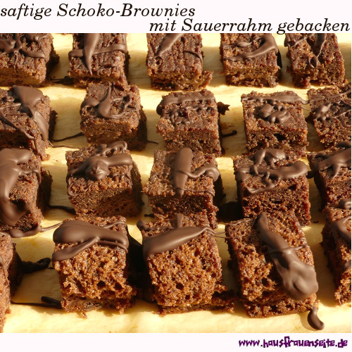 saftige Schoko-Brownies einfaches Rezept mit Sauerrahm