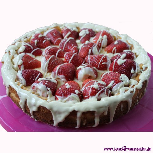 Ksekuchen mit Erdbeeren und weier Schokolade