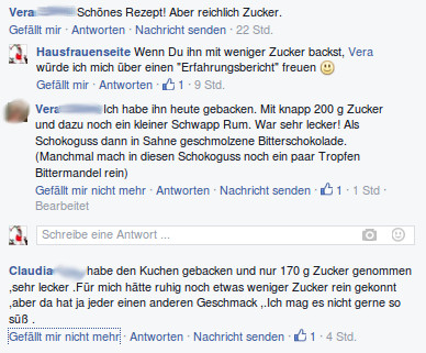 Nusskuchentipps von Vera und Claudia bei Facebook