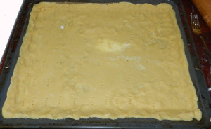 Traubenkuchen auf dem Blech backen