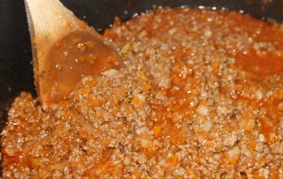 die fertige Sauce Bolognese