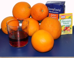 die Zutaten für unser Orangengelee mit Campari