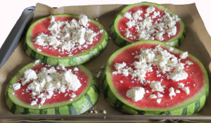 Wassermelonen-Pizza mit Feta