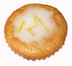 ein einzelner Sekt-Zitronen-Muffin