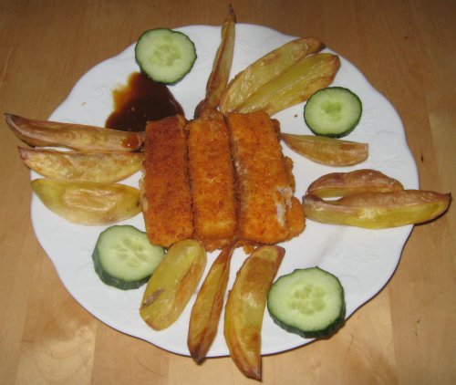 Fischstbchen mit Fritten