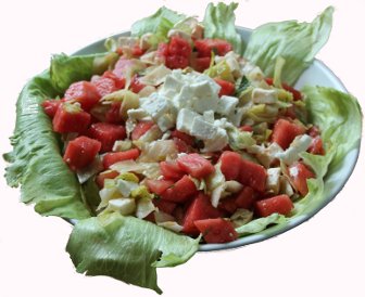 Wassermelonensalat mit Feta un Minze