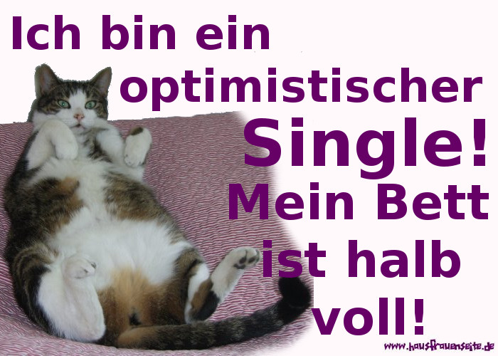 ich bin ein optimistischer Single! Mein Bett ist halb voll!