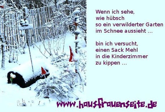 Wenn ich sehe, wie hbsch so ein verwilderter Gaten im Schnee aussieht ... bin ich versucht, einen Sack Mehl in die Kinderzimmer zu kippen